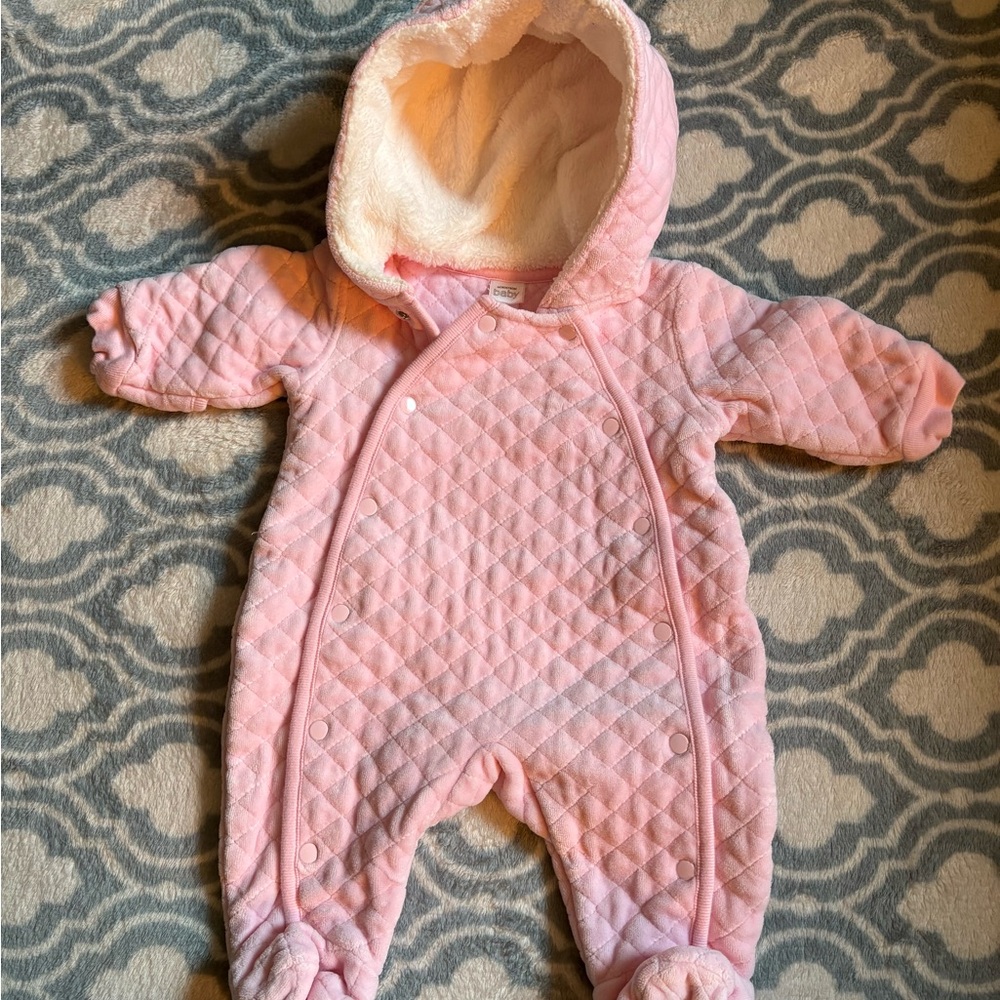 Nordstrom Pink Quilted Baby Snowsuit Size Newborn